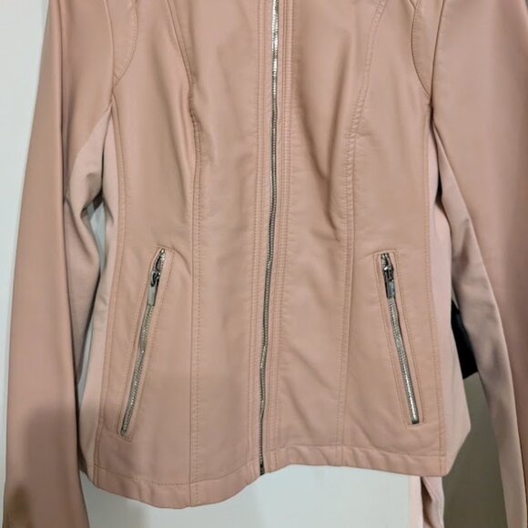 Express Pink Vegan Leather Moto Cafe Racer Quilted Jacket M NWOT - Picture 2 of 15